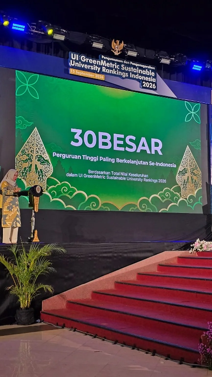Panggung penganugerahan UI GreenMetric Sustainable University Rankings Indonesia 2026
